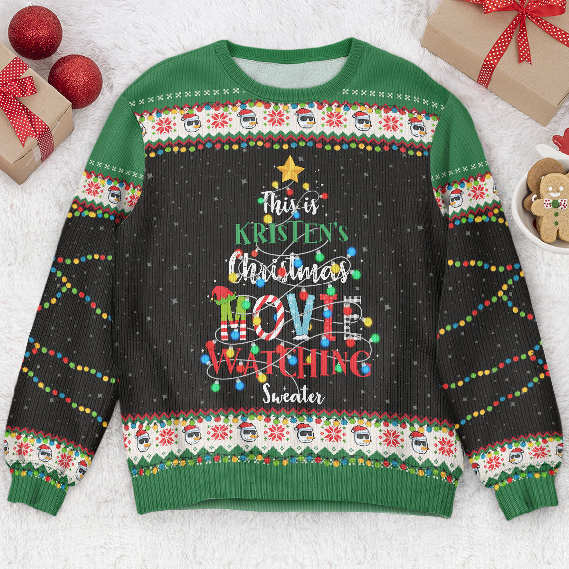 Christmas-Movie-Watching-Sweater-Personalized-Ugly-Sweater2.jpg Christmas Movie Watching Sweater - Personalized Ugly Sweater - Image 1