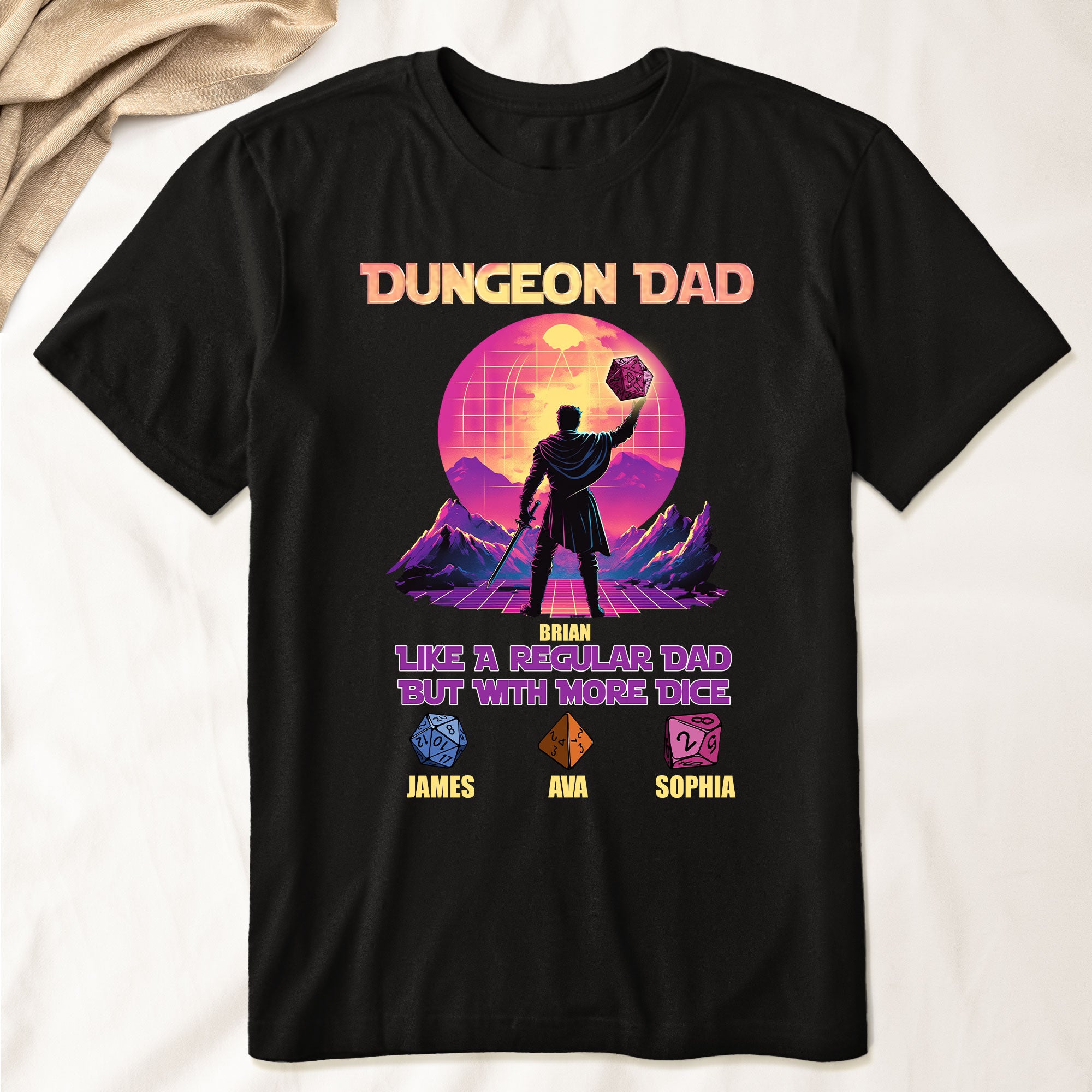 Dungeon-Dad-Like-A-Regular-Dad-But-With-More-Dice-Personalized-Shirt_1.jpg Dungeon Dad Like A Regular Dad But With More Dice - PersonalizedOne Size Shirt - Image 1