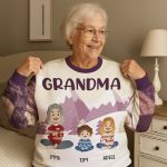Grandma With Kids Folk Art - Personalized AOP Sweatshirt - Image 2