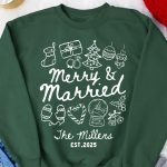 Merry And Married Couple Matching Sweatshirts - Personalized Sweatshirts - Image 3