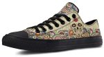 Day of the Dead Skull Sneakers - Black Low Top Sugar Skull Shoes